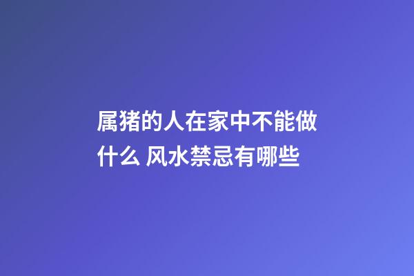 属猪的人在家中不能做什么 风水禁忌有哪些